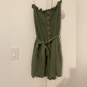 Francesca's Collections Strapless Olive Romper